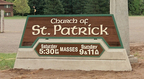 Church of St. Patrick - 2' x 6' sandblasted cedar, church monument sign
